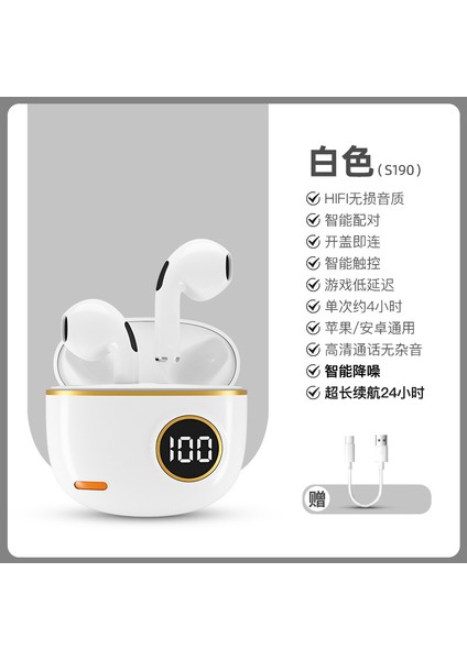 S190 Kablosuz Tws Bluetooth Kulaklık Kulak Içi Mini Yüksek Görünümlü Yüksek Güçlü Spor Gürültü Önleyici Evrensel Kulaklık (Yurt Dışından)