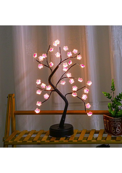 LED Yeni Erik Çiçeği Ağacı Işığı Sıcak Işık Dekorasyonu Kız Kalp Küçük Masa Lambası Pil USB Evrensel Noel Bakır Tel Ağaç Işığı (Yurt Dışından)