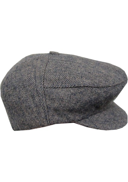 Düğmeli Kışlık Balıksırtı Kasket Şapka Koyu Kahverengi 55 cm