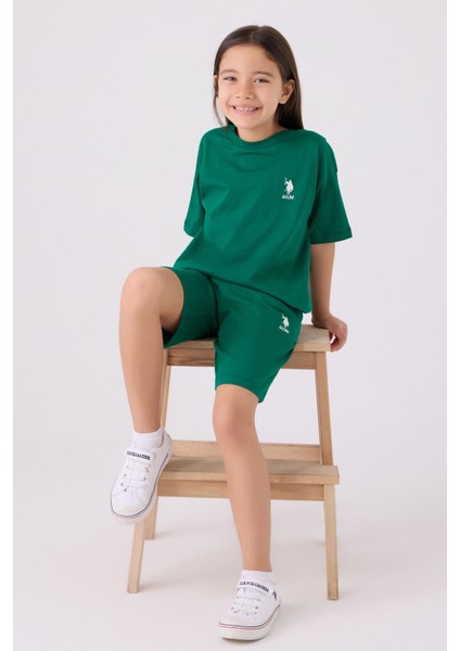 Kız Çocuk Zümrüt Yeşili Bermuda Takım modelleri