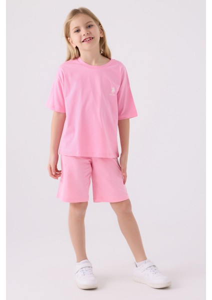 Kız Çocuk Pembe Bermuda Takım