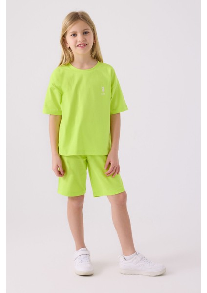 Kız Çocuk Fıstık Yeşili Bermuda Takım