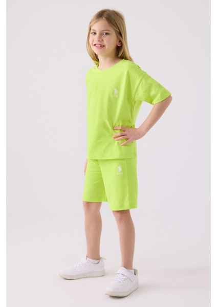 Kız Çocuk Fıstık Yeşili Bermuda Takım modelleri