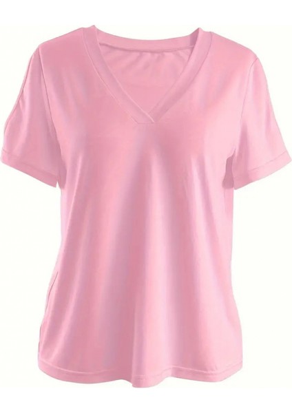 Kadın Kısa Kollu V Yaka Kollar Açık Detay Viskon Bluz fırsatları