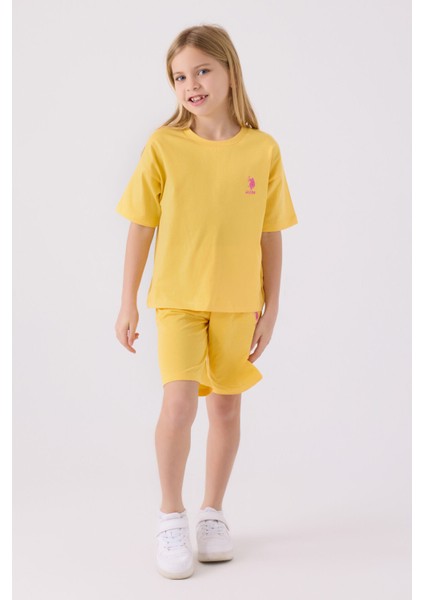 Kız Çocuk Sarı Bermuda Takım