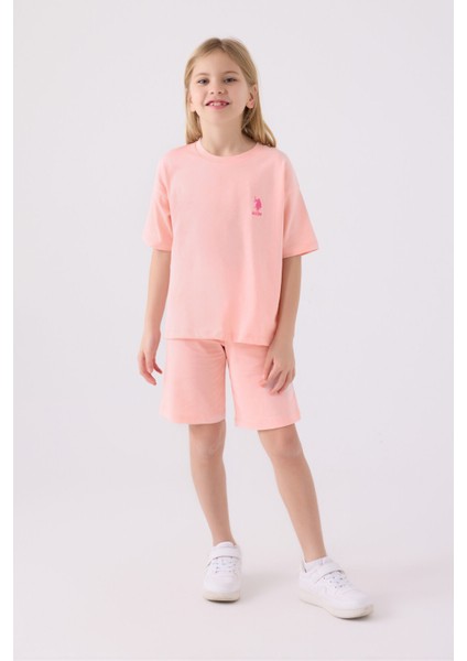 Kız Çocuk Canlı Pudra Bermuda Takım