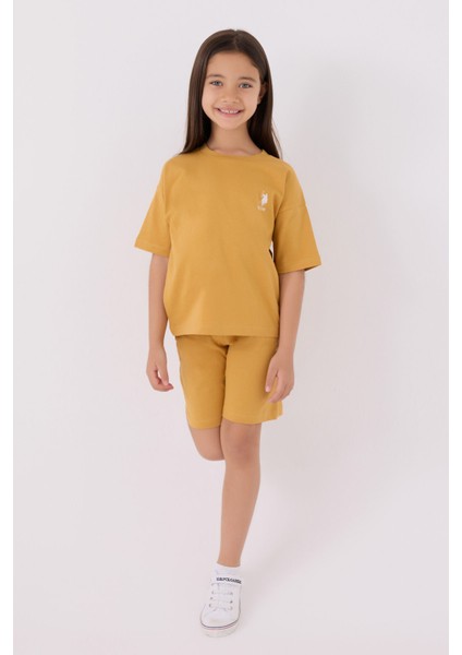 Kız Çocuk Koyu Hardal Bermuda Takım modelleri