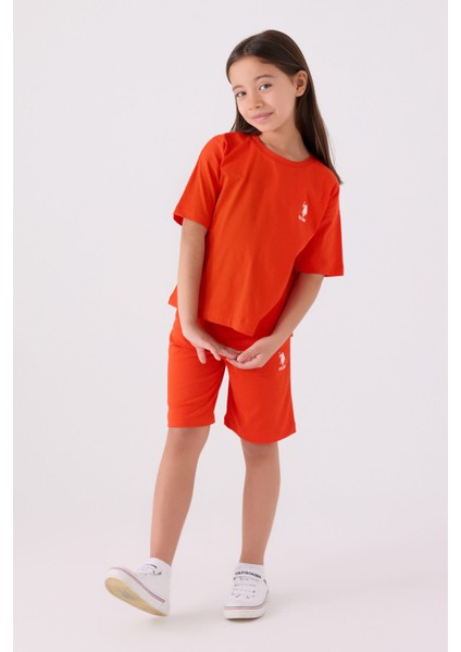Kız Çocuk Turuncu Bermuda Takım