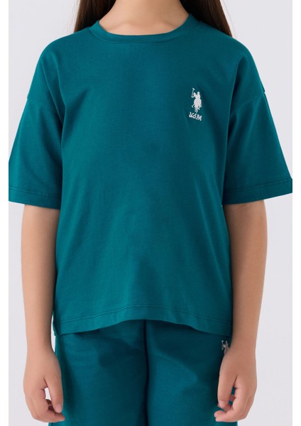 Kız Çocuk Ördek Yeşili Bermuda Takım fırsatları