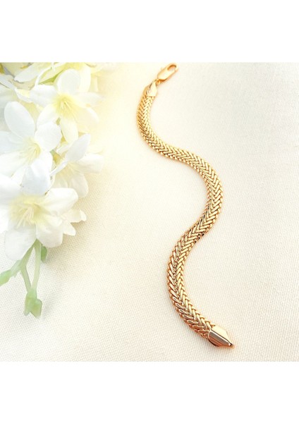 Kadın Bileklik Yassı Balıksırtı Model Kararmaz Xuping 14 Ayar Gold 19 cm indirimleri