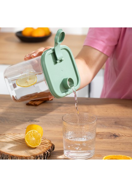 06-1108 Sızdırmaz Kapaklı Detoks Sürahi & Limonluk Şeffaf 1 L