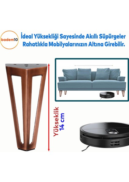 Ovit Açık Koltuk Baza Puf Kanepe Tv Ünite Masa Mobilya Ayağı Ayakları Metal Ayak 14 cm Antik Bakır indirimleri
