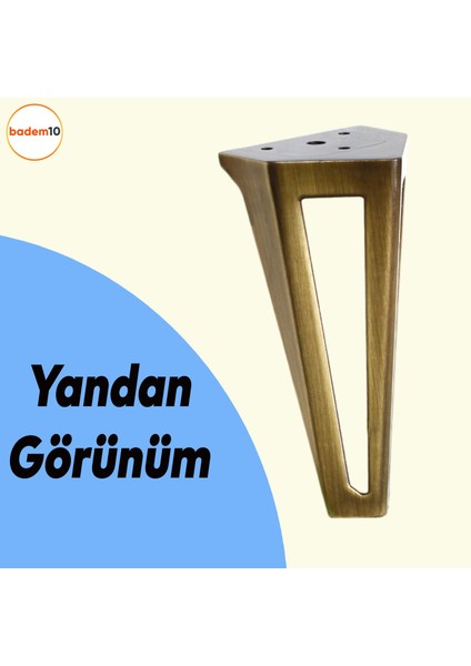 Ovit Açık Koltuk Baza Puf Kanepe Tv Ünite Masa Mobilya Ayağı Ayakları Metal Ayak 14 cm Antik Sarı
