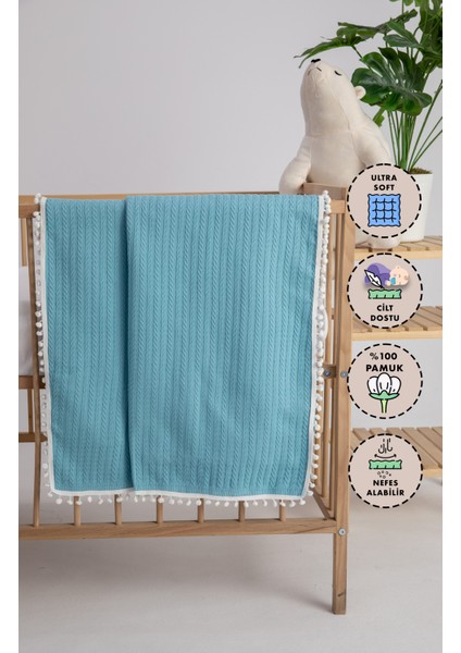 %100 Pamuk Cherry Bebek Battaniyesi Pamuklu Pike 100x120 - Turkua
