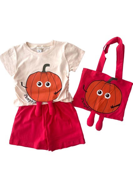 Bal Kabağı Desenli Büzgülü 3 Lü Kız çocuk takım - Fuşya fiyatları