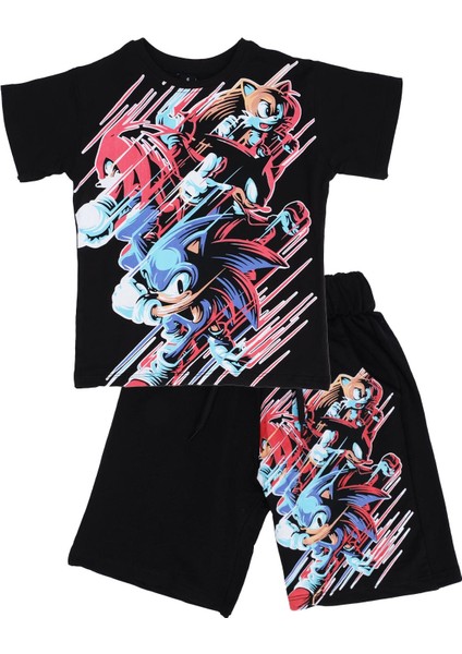 Sonic Baskılı T-Shirt Şort Takım