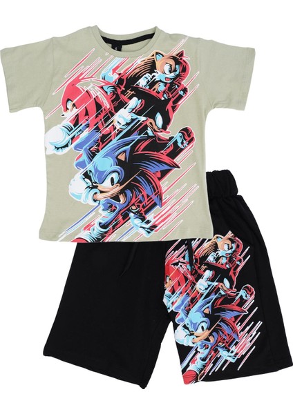 Sonic Baskılı T-Shirt Şort Takım