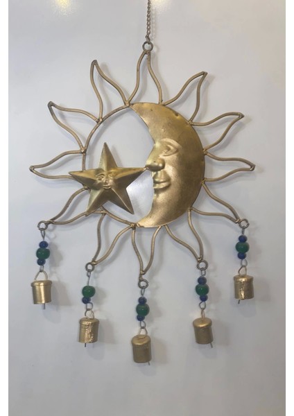 Deprem Zili Çanı Rüzgar Çanı Zili Feng Shui Hayat Ağacı Ay Yıldız Sembolü Komple 5 Metal Çanlı Bakır Büyük Boy Gold fiyatları