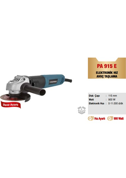 Pa 915 E Devir Ayarlı Avuç Taşlama 900W