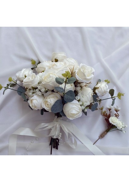 Gelin Buketi Gelin Çiçeği El Çiçeği Kral Gül Okaliptüs Nikah Çiçeği Flowers Yyapay Çiçek fiyatları