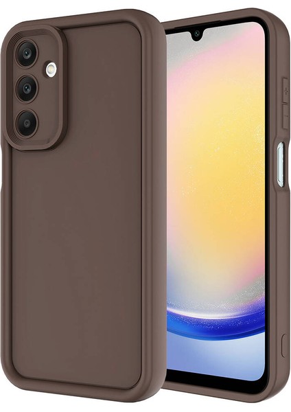 Galaxy A25 Uyumlu Alt Kılıf Kamera Korumalı Ananas Kapak-Kahverengi