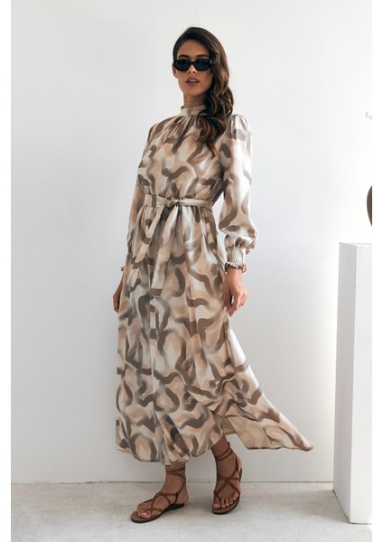 Soft Desenli Elbise - Bej fiyatları