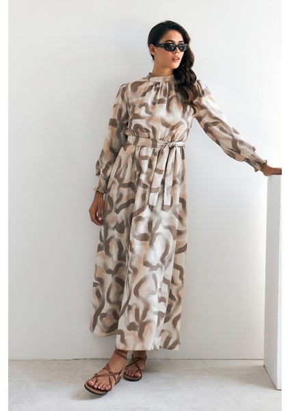 Soft Desenli Elbise - Bej fırsatları