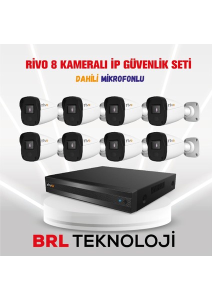 8 Kameralı 2 Mp Ip Güvenlik Kamera Seti (Dahili Mikrofonlu)