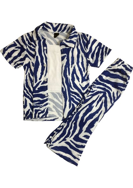 3-10 Yaş Zebra Desenli Kız Çocuk Üçlü Takım