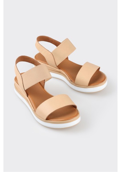 Naturel Deri Kadın Dolgu Topuk Sandalet fiyatları