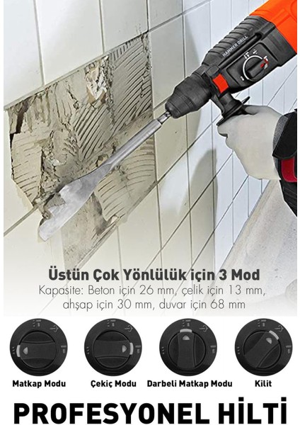 850W Metal Şanzıman Darbeli Matkap Kırıcı Delici Hilti 2-28mm