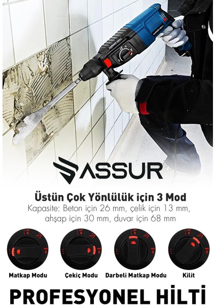 Profesyonel 850W Darbeli Kırıcı Delici Hilti 26mm Matkap