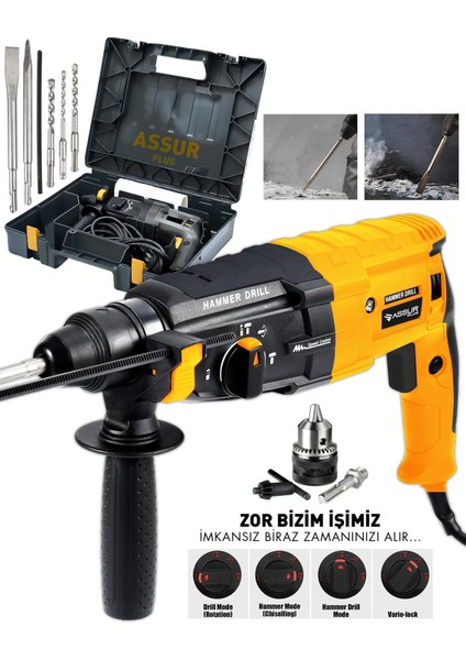 850W Metal Şanzıman Darbeli Matkap Kırıcı Delici Hilti 2-28mm