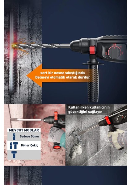850W Metal Şanzıman Darbeli Matkap Kırıcı Delici Hilti 2-28mm