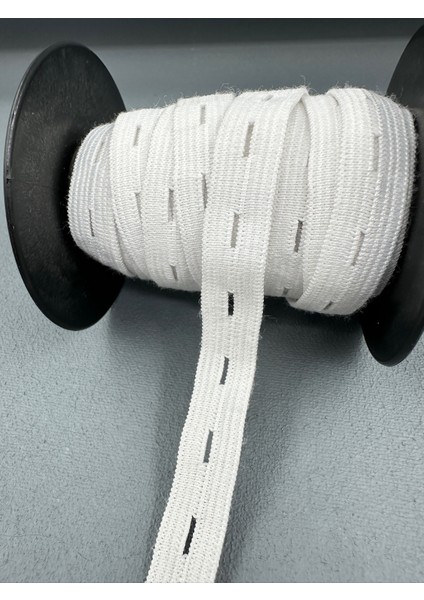 1.5 cm Örme Ilikli Lastik-Beyaz-5 Metre