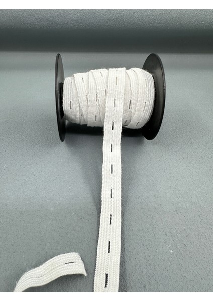 1.5 cm Örme Ilikli Lastik-Beyaz-5 Metre