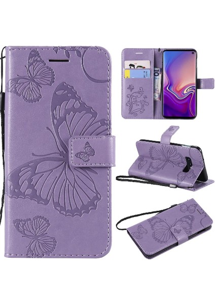 Kart Yuvası Standı ile Samsung Galaxy S10E Pu Deri Kılıf Darbeye (Yurt Dışından)