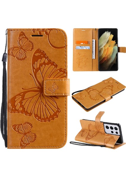 Samsung Galaxy S21 Ultra Manyetik Kapak Flip Kickstand Pu Deri (Yurt Dışından)