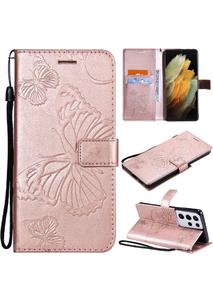 Samsung Galaxy S21 Ultra Manyetik Kapak Flip Kickstand Pu Deri (Yurt Dışından)