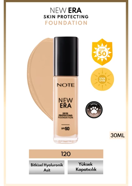 New Era Skin Protecting 120 Natural Beige Nemlendirici Etkili Spf 50 Hyaluronik Asitli Fondöten