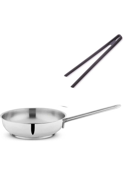 24 cm Çelik Tava ve Silikon Maşa