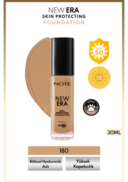 New Era Skin Protecting 180 Dark Honey Nemlendirici Etkili Spf 50 Hyaluronik Asitli Fondöten