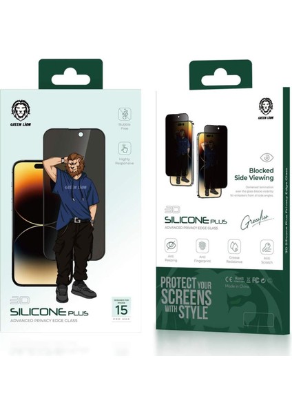 iPhone 15 Pro Için 3D Silikon Gizlilik Ekran Koruyucu