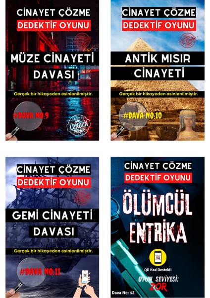 12'Li Paket Cinayet Çözme - Ekonomik Paket Dedektif Oyunu - Çözülmeyen Davalar - Katil Kim Oyunu