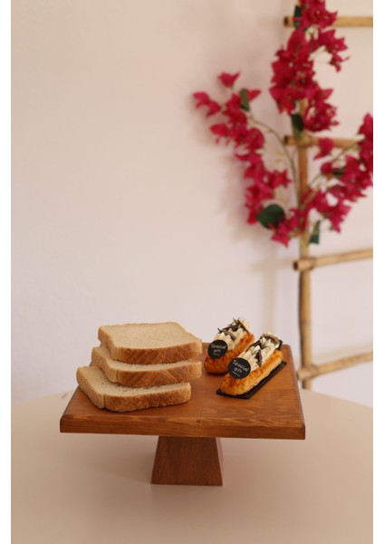 Piramit 25 X 25 Cm Ahşap 10 Cm Ayaklı Yuvarlak Pasta Sunum Servis Tabağı fiyatları