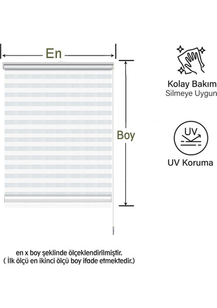 Binbir Perde Beyaz Düz Zebra Perde