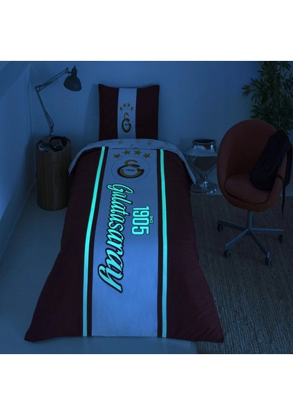 Galatasaray 1905 Glow Tek Kişilik 120X200 Lastikli Çarşaflı Nevresim Takımı