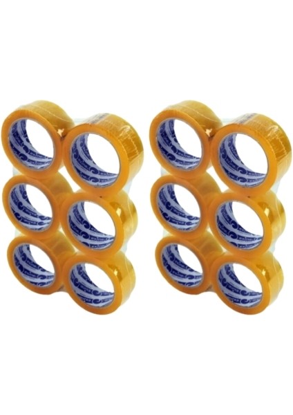 12 Adet Şeffaf Koli Bandı Güçlü Yapışkan Yüzey 40MM 100 Metre