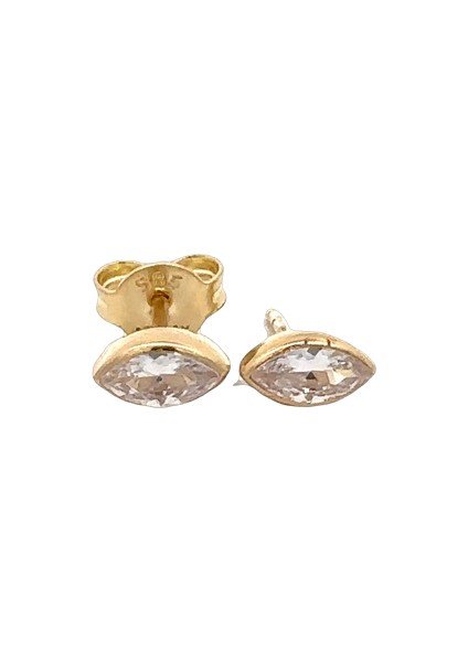Damla Swarovski Taşlı Modern Tarz Yeşil Altın Küpe modelleri