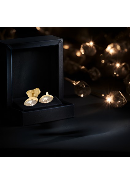 Damla Swarovski Taşlı Modern Tarz Yeşil Altın Küpe fırsatları